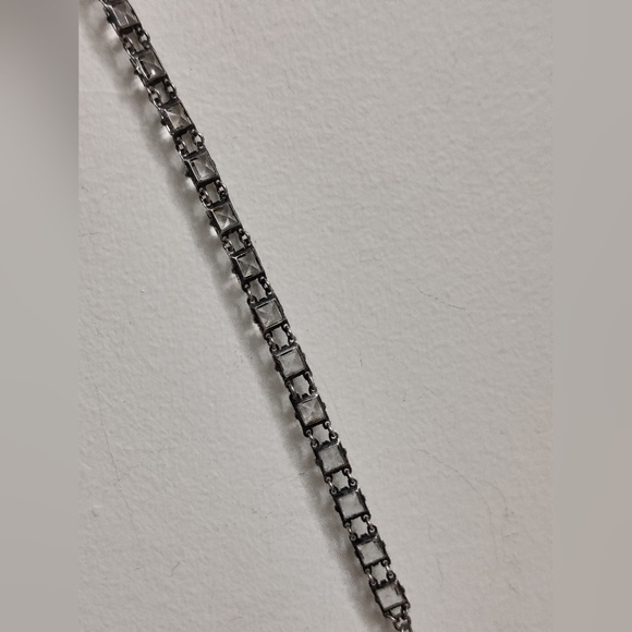 Antique True Art Deco Square Cut Crystal Bracelet Sterling Silver - Picture 9 of 15